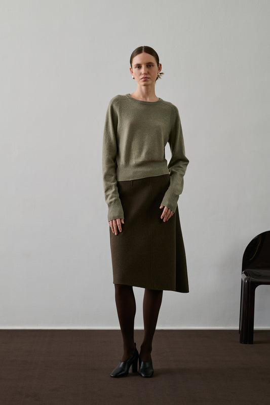 Jupe Geneve - Kaki Brun - Laine - Femme