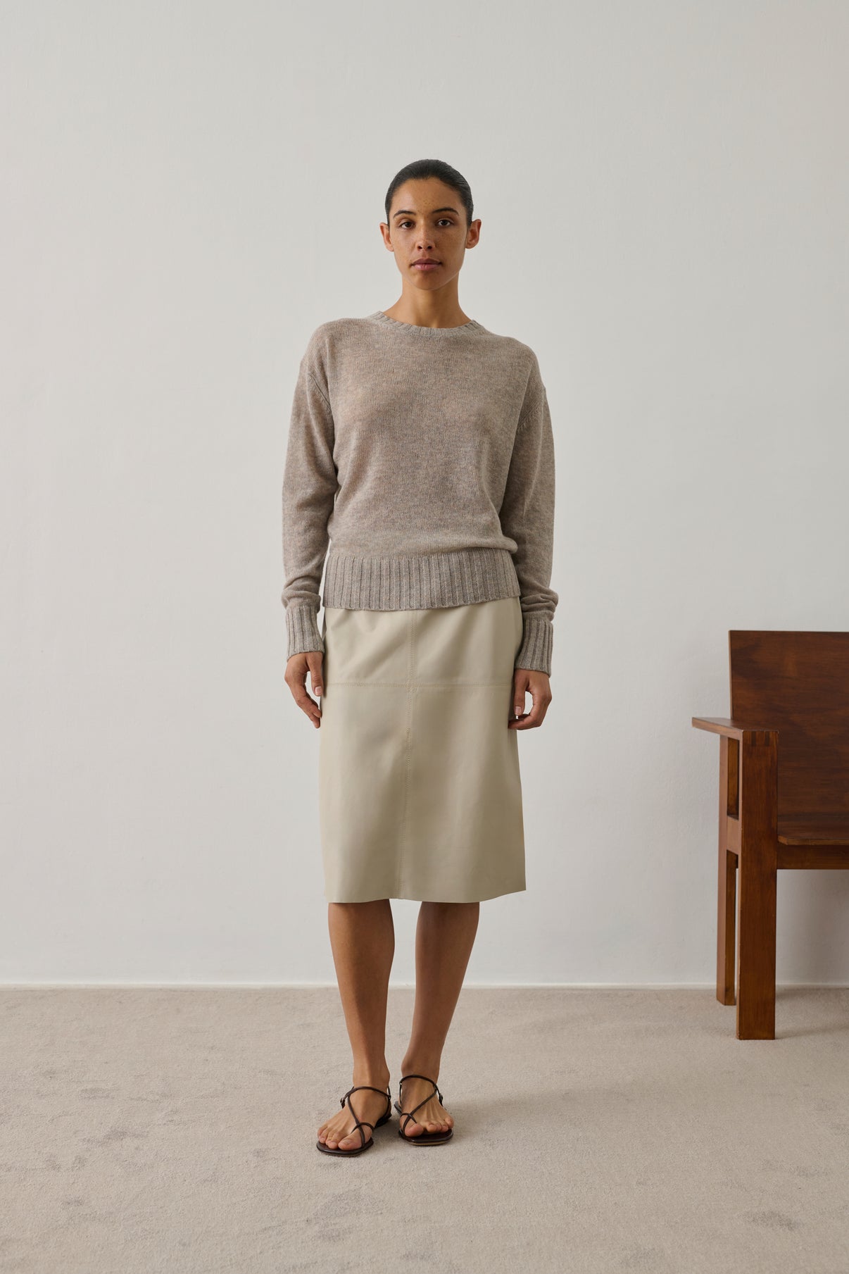 Jupe Gwen - Mastic - Cuir - Femme vue 1