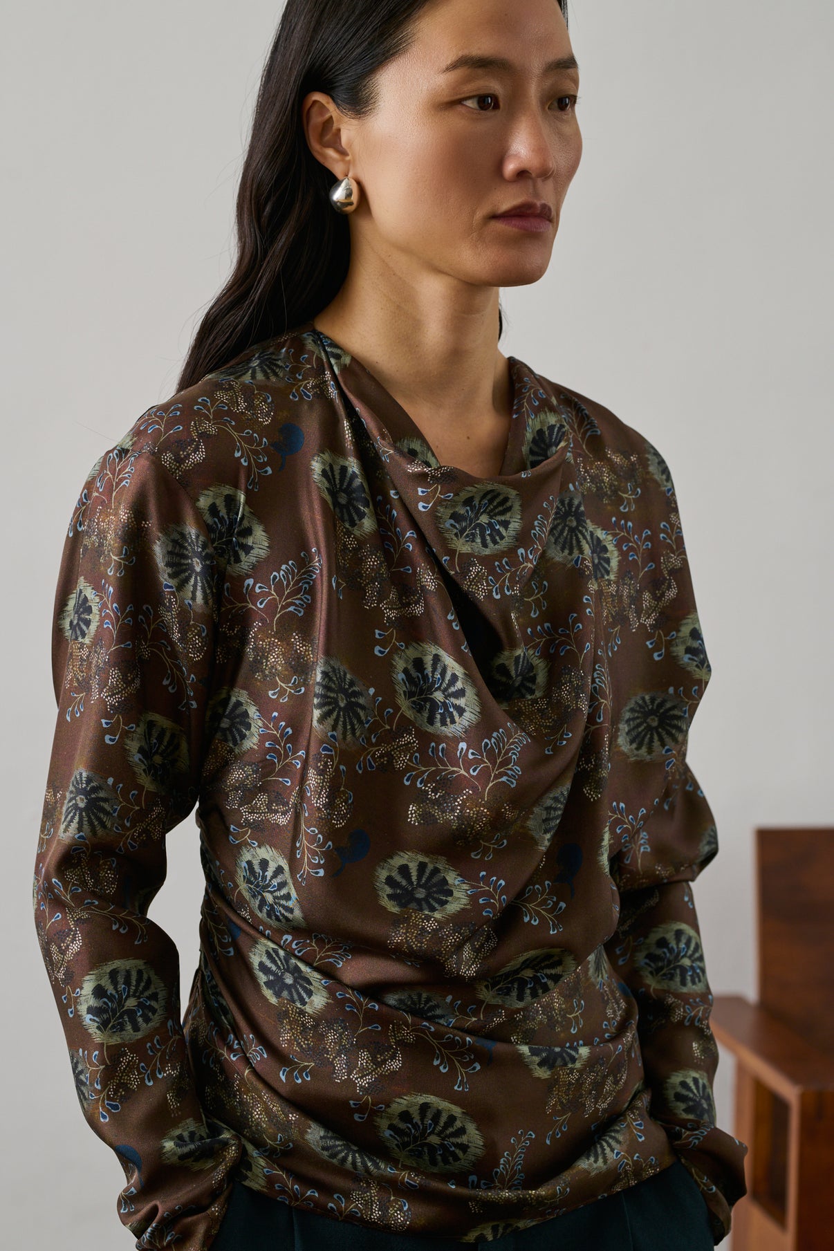 Blouse Fresia - Aubergine/Vert - Soie - Femme vue 3