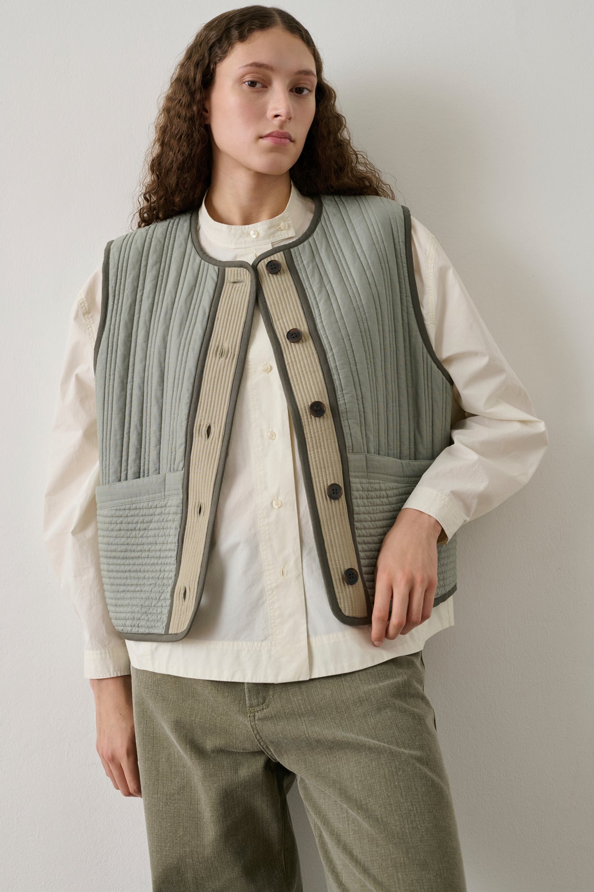 Blouson Hima - Vert D'Eau/Beige - Coton - Femme vue 2